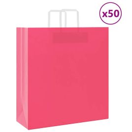 Paper Bags 50 pcs with Handles Pink 45x17x48 cm
