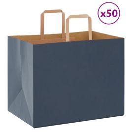 Paper Bags 50 pcs with Handles Blue 32x22x24 cm