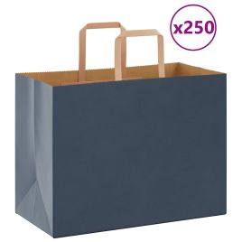Paper Bags 250 pcs with Handles Blue 32x17x25 cm