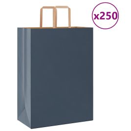 Paper Bags 250 pcs with Handles Blue 32x17x44 cm
