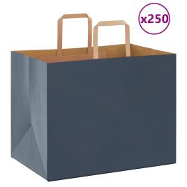 Paper Bags 250 pcs with Handles Blue 32x22x24 cm