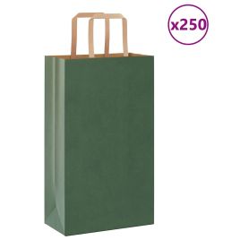 Paper Bags 250 pcs with Handles Green 21x11x36 cm