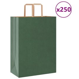 Paper Bags 250 pcs with Handles Green 32x17x44 cm