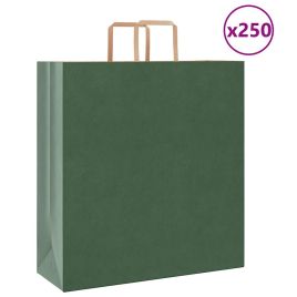 Paper Bags 250 pcs with Handles Green 45x17x48 cm