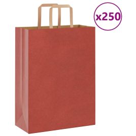 Paper Bags 250 pcs with Handles Red 26x12x35 cm