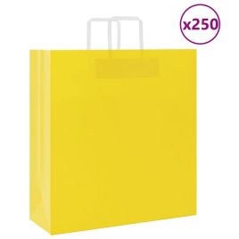 Paper Bags 250 pcs with Handles Yellow 45x17x48 cm