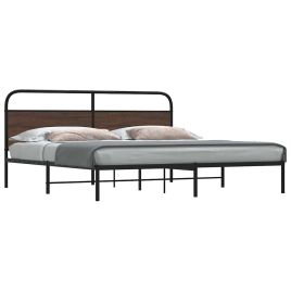 Metal Bedframe Brown Oak 200x200cm