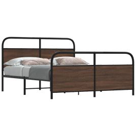Metal Bedframe Brown Oak 160x200cm
