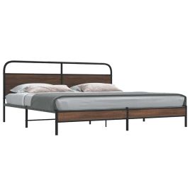 Metal Bedframe Brown Oak 180x200cm Super King