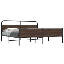 Metal Bedframe Brown Oak 180x200cm Super King