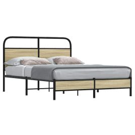 Bedframe 135x190cm Double Sonoma Oak Engineered Wood