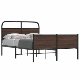 Bedframe 140x200cm Brown Oak Engineered Wood