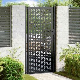 Garden Gate Black 105x205 cm Steel Cross Design