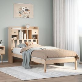 Bookcase Bed 90x190cm Single Solid Wood Pine