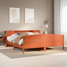 Bookcase Bed Wax Brown 200x200cm Solid Wood Pine