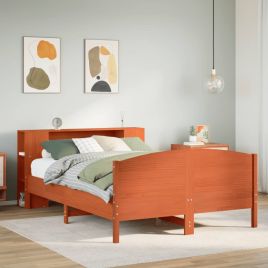 Bookcase Bed Wax Brown 160x200cm Solid Wood Pine
