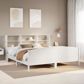 Bookcase Bed White 180x200cm Super King Solid Wood Pine