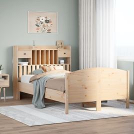 Bookcase Bed 135x190cm Double Solid Wood Pine