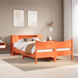 Bedframe Wax Brown 150x200cm King Size Solid Wood Pine