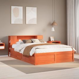 Bedframe Wax Brown 135x190cm Double Solid Wood Pine