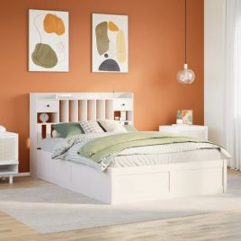Bedframe White 140x190cm Solid Wood Pine