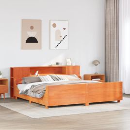 Bedframe Wax Brown 200x200cm Solid Wood Pine