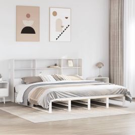 Bookcase Bed White 180x200cm Super King Solid Wood