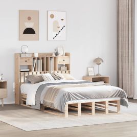 Bookcase Bed 135x190cm Double Solid Wood Pine