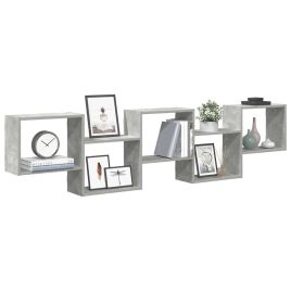 Wall Cube Shelf 5 Compartments Concrete Grey Engineered Wood