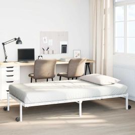 Bedframe Foldable White 100x190cm Steel