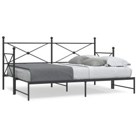 Daybed with Trundle Black 75x190cm Steel