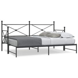 Daybed with Trundle Black 90x200cm Steel