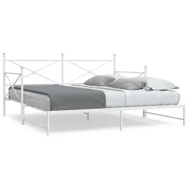 Daybed with Trundle White 100x190cm Steel