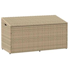 FLUHAL Garden Storage Box 110x50x58 cm Poly Rattan - Beige