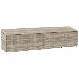 FLUHAL Garden Storage Box Light 220x50x58 cm Poly Rattan - Grey