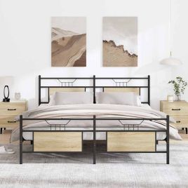 Metal Bedframe Sonoma Oak 183x213cm