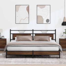 Metal Bedframe Brown Oak 193x203cm