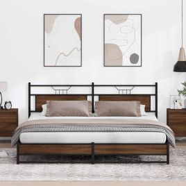 Metal Bedframe Brown Oak 200x200cm
