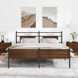 Metal Bedframe Brown Oak 160x200cm