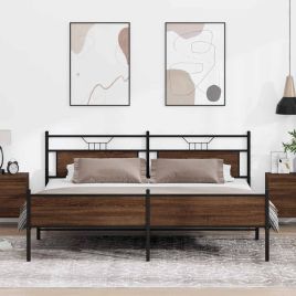 Metal Bedframe Brown Oak 200x200cm