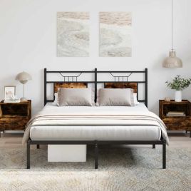 Bedframe Smoked Oak 150x200cm King Size Engineered Wood