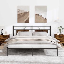 Bedframe Smoked Oak 183x203cm Engineered Wood