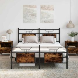 Bedframe Smoked Oak 140x190cm Engineered Wood