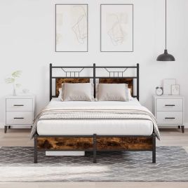 Bedframe Smoked Oak 120x190cm Small Double Engineered Wood