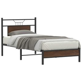 Bedframe Brown Oak 90x190cm Single Engineered Wood
