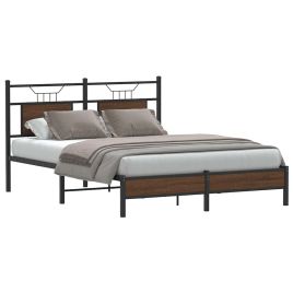 Bedframe Brown Oak 150x200cm King Size Engineered Wood