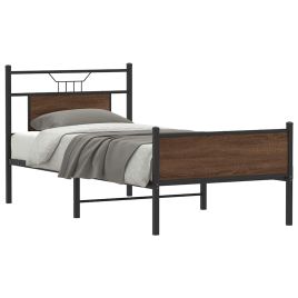 Bedframe Brown Oak 90x190cm Single Engineered Wood