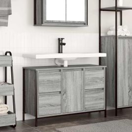 Basin Cabinet with Drawers Grey Sonoma 90x34.5x60 cm