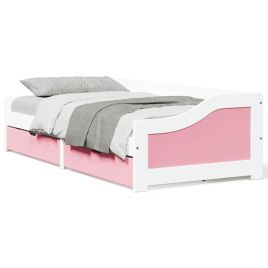Daybed with 2 Drawers IRUN White and Pink 90x200cm