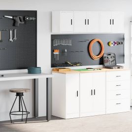 Garage Cabinets 2 pcs White Engineered Wood